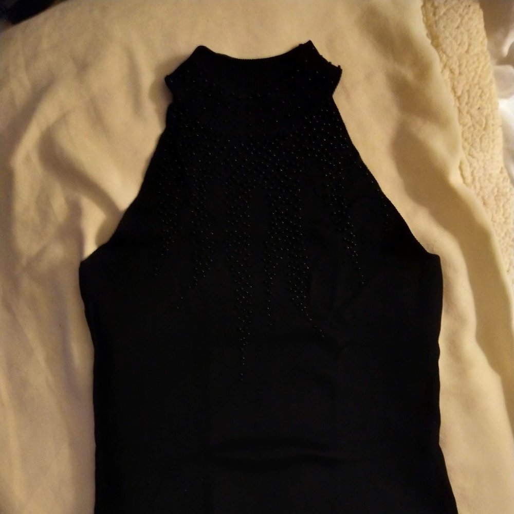 Mock neck Beaded Stretch Tank top
